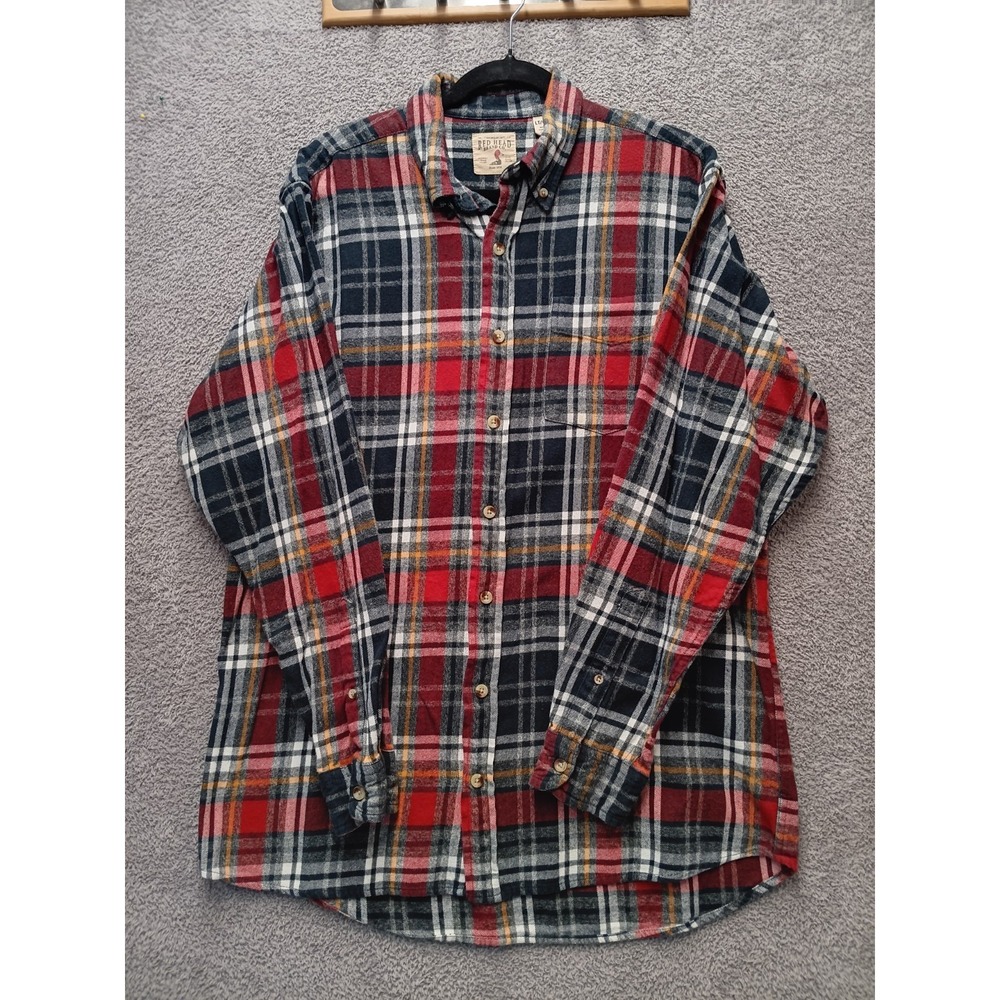 RedHead Brand Co Plaid Flannel Shirt Men LT Cotton Button Up